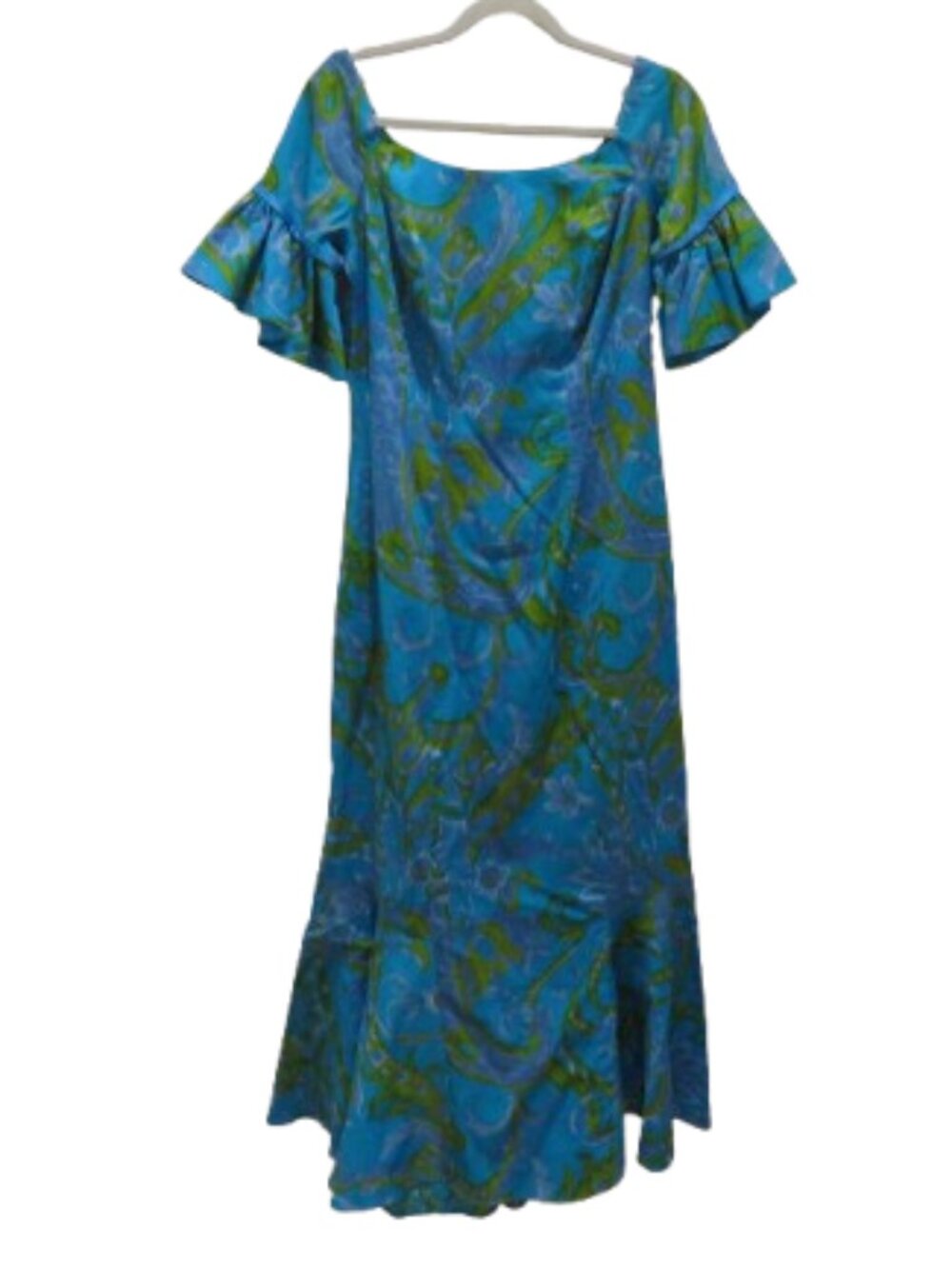 VINTAGE KAMEHAMEHA Hawaiian Muumuu Floral Maxi Mermaid Dress Retro Tropical